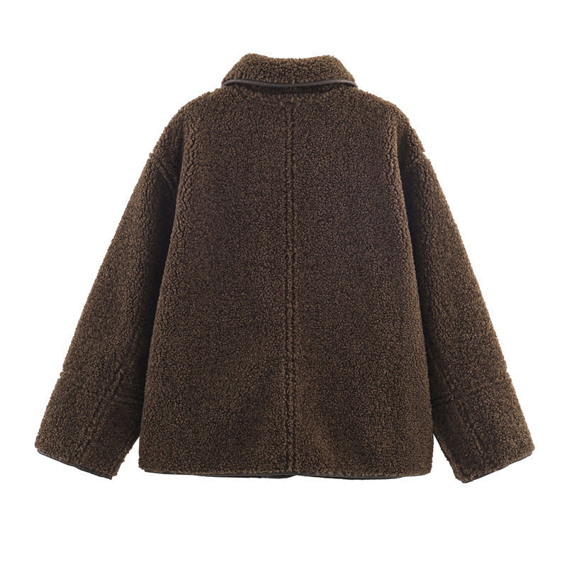 Clara Mode Women’s Reversible Teddy Coat – Double-Sided Casual Jacket with Button Front – Apparel & Accessories > Clothing > Outerwear > Coats & Jackets für Damen (Jas)