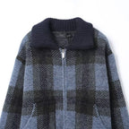 Clara Mode Women’s Casual Fashion Coat - Chic Blue Plaid Knitted Jacket – Apparel & Accessories > Clothing > Outerwear > Coats & Jackets für Damen (Jas)