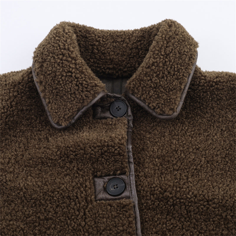 Clara Mode Women’s Reversible Teddy Coat – Double-Sided Casual Jacket with Button Front – Apparel & Accessories > Clothing > Outerwear > Coats & Jackets für Damen (Jas)