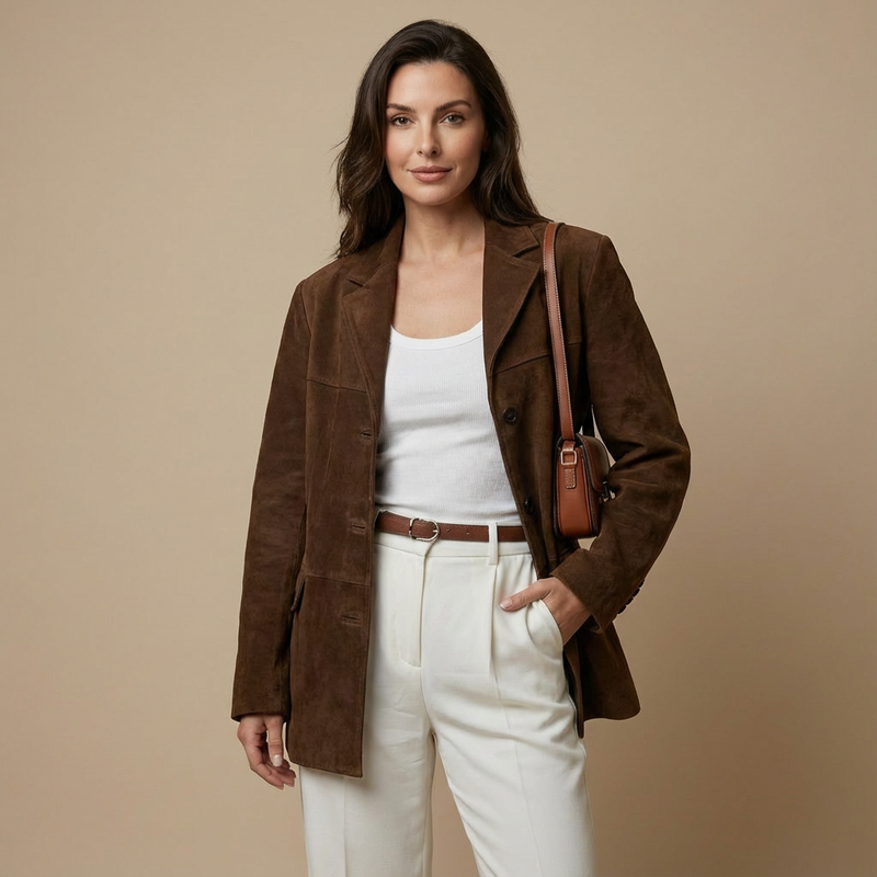 Lisa | Oversized Ruskind Jakke – Lang Brun Overgangsjakke