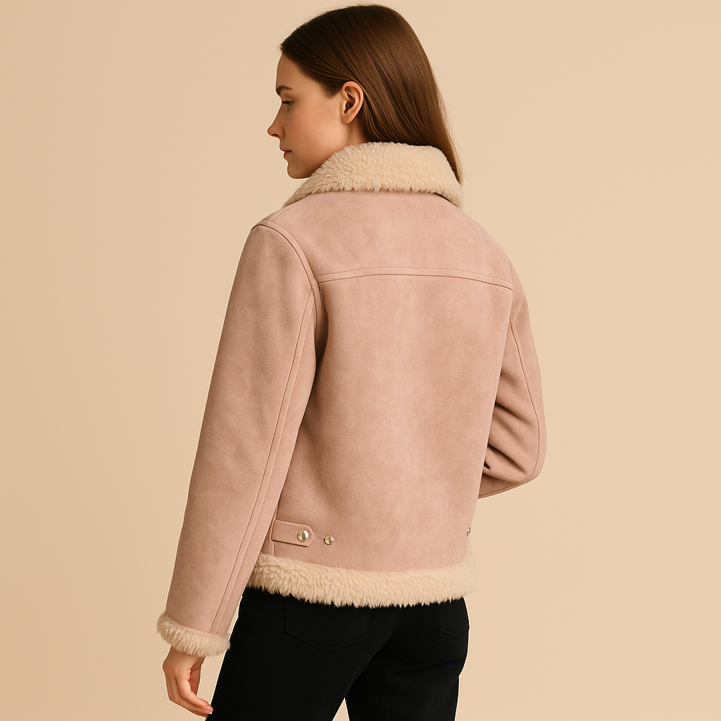 Clara Mode Women’s Retro Faux Suede Shearling Coat – American-Style Lamb Wool Jacket – Apparel & Accessories > Clothing > Outerwear > Coats & Jackets für Damen (Jas)