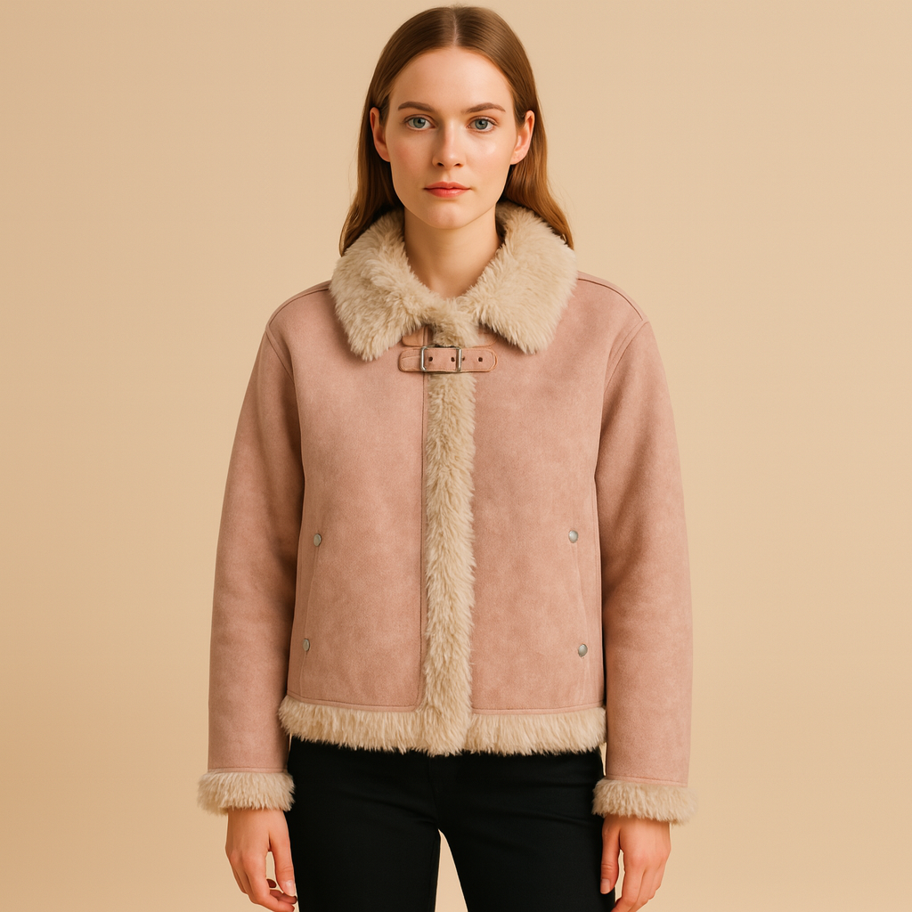 Clara Mode Women’s Retro Faux Suede Shearling Coat – American-Style Lamb Wool Jacket – Apparel & Accessories > Clothing > Outerwear > Coats & Jackets für Damen (Jas)