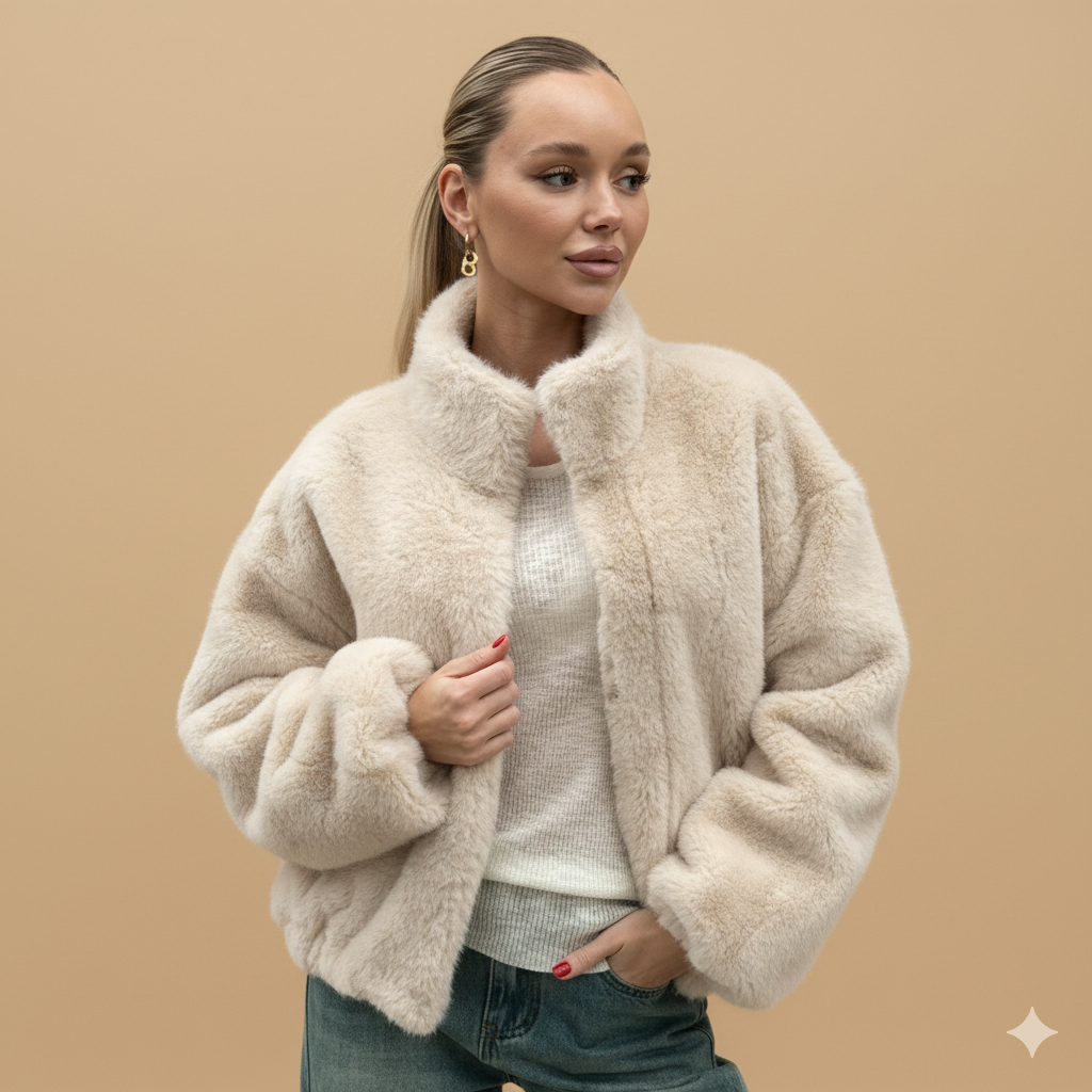 Clara Mode Women’s Faux Fur Zip Jacket – Soft Plush Design with Cozy Winter Warmth – Apparel & Accessories > Clothing > Outerwear > Coats & Jackets für Damen (Jas)