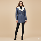 Women’s Leather Jacket with Belt – Long Sleeve and Fleece-Lined