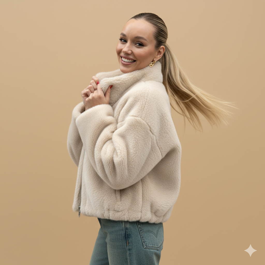 Clara Mode Women’s Faux Fur Zip Jacket – Soft Plush Design with Cozy Winter Warmth – Apparel & Accessories > Clothing > Outerwear > Coats & Jackets für Damen (Jas)