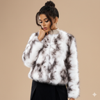 Clara Mode Women’s Faux Fox Fur Jacket – Street Style Luxury – Apparel & Accessories > Clothing > Outerwear > Coats & Jackets > Bolero Jackets für Damen (Jas)