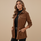 Clara Mode Women’s Casual Button-Up Coat – Classic Corduroy Utility Jacket – Apparel & Accessories > Clothing > Outerwear > Coats & Jackets für Damen (Jas)